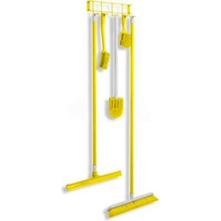 HORIZON MFG ENTERPRISES Horizon Mfg. 16in Utility/Sanitation Hook Rack, 4031, PVC Coated, Five 2in Hooks, Yellow 4031*****##*